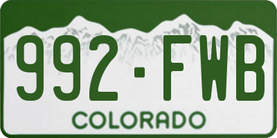 CO license plate 992FWB