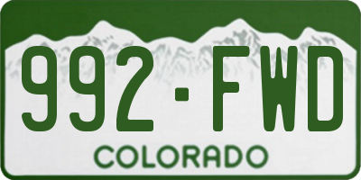 CO license plate 992FWD