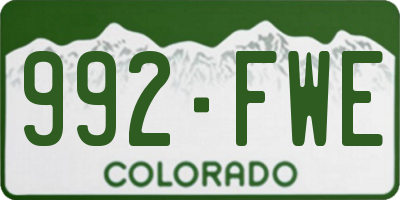 CO license plate 992FWE