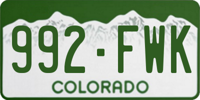 CO license plate 992FWK