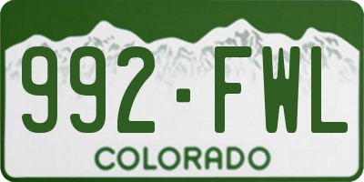 CO license plate 992FWL