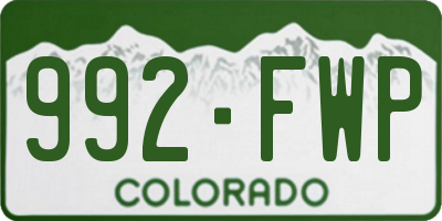 CO license plate 992FWP