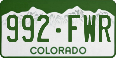 CO license plate 992FWR