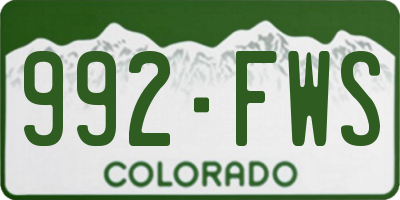 CO license plate 992FWS