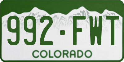 CO license plate 992FWT