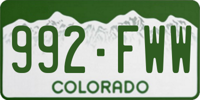 CO license plate 992FWW