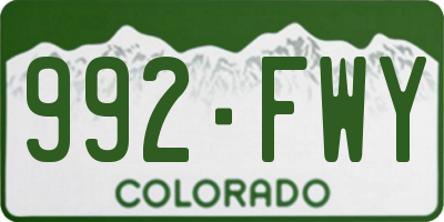 CO license plate 992FWY