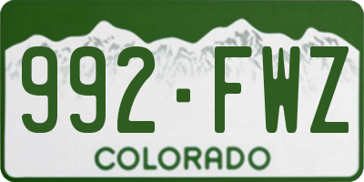 CO license plate 992FWZ