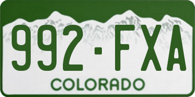 CO license plate 992FXA