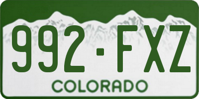 CO license plate 992FXZ