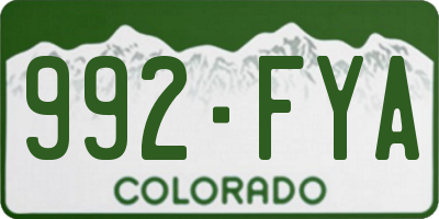 CO license plate 992FYA