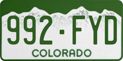 CO license plate 992FYD
