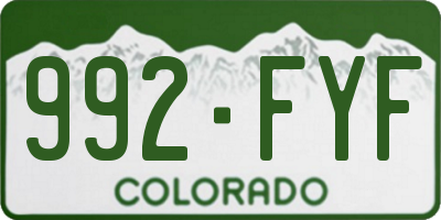 CO license plate 992FYF