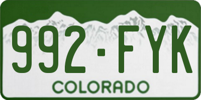 CO license plate 992FYK