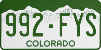 CO license plate 992FYS