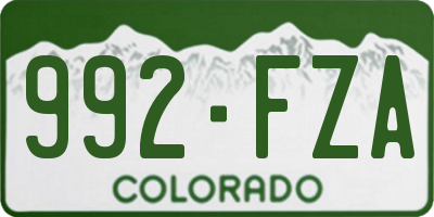 CO license plate 992FZA
