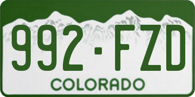 CO license plate 992FZD
