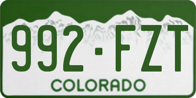 CO license plate 992FZT