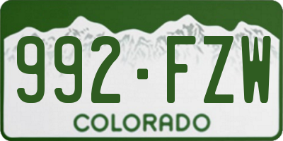 CO license plate 992FZW