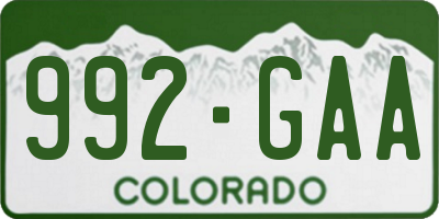 CO license plate 992GAA
