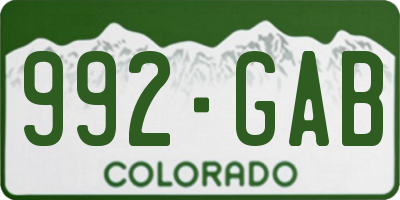 CO license plate 992GAB