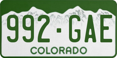 CO license plate 992GAE