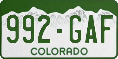 CO license plate 992GAF