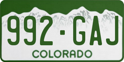 CO license plate 992GAJ