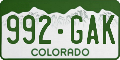CO license plate 992GAK