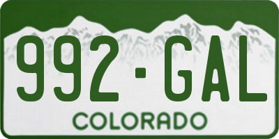 CO license plate 992GAL