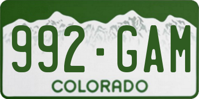 CO license plate 992GAM