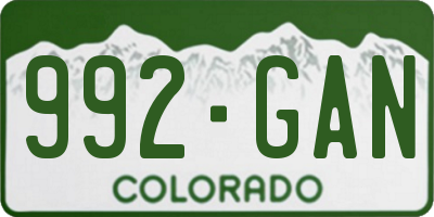 CO license plate 992GAN
