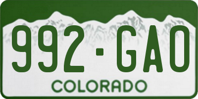 CO license plate 992GAO