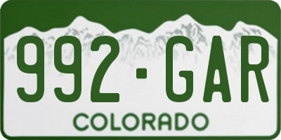 CO license plate 992GAR