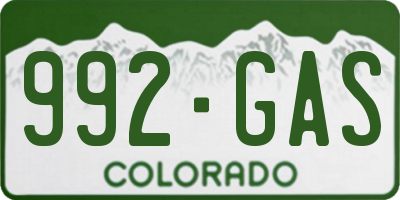 CO license plate 992GAS