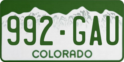 CO license plate 992GAU