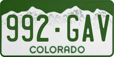 CO license plate 992GAV