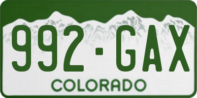 CO license plate 992GAX