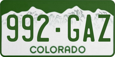 CO license plate 992GAZ