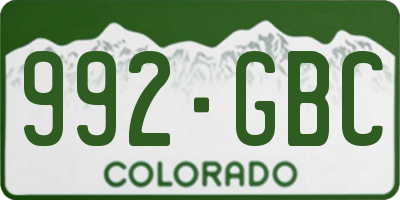 CO license plate 992GBC