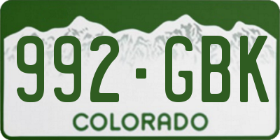 CO license plate 992GBK