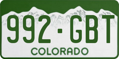 CO license plate 992GBT