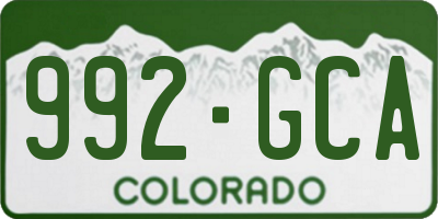 CO license plate 992GCA