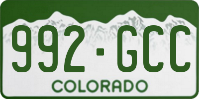 CO license plate 992GCC