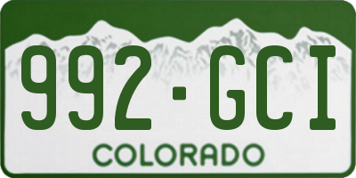 CO license plate 992GCI