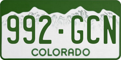CO license plate 992GCN
