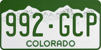 CO license plate 992GCP