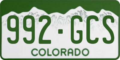 CO license plate 992GCS