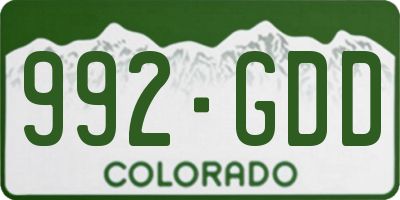 CO license plate 992GDD
