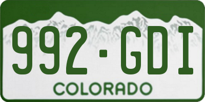 CO license plate 992GDI